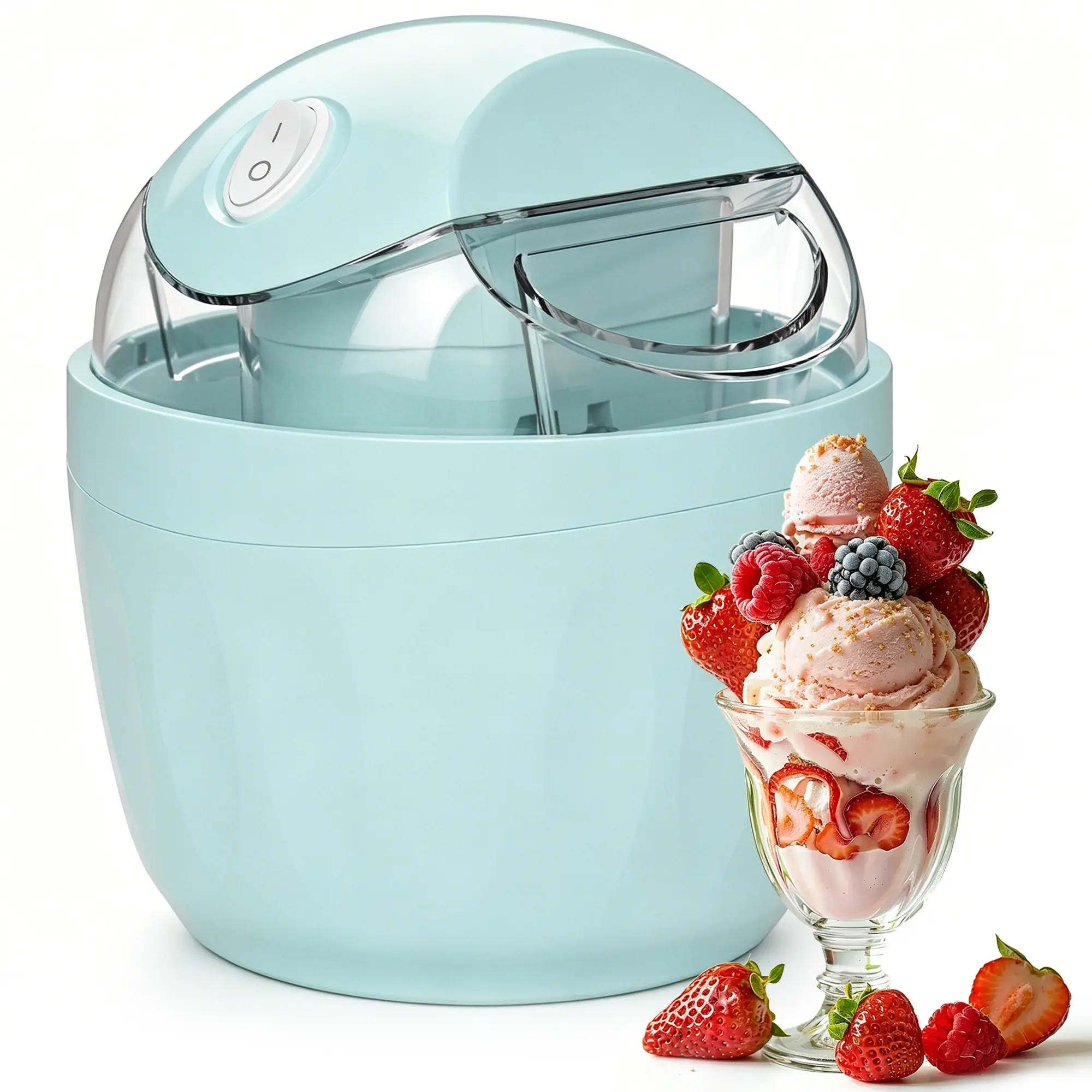 Single-Serve Electric DIY Ice Cream Maker - Portable Kitchen Appliance with Freezer Bowl, Locking Mechanism, Small Footprint, Modern Design for Quick & Easy Healthy Homemade Frozen Treats, Kids' Summer Essentials, Best Gift