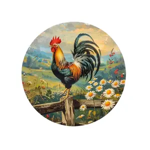 Vintage Rooster Metal Wall Art 20x20cm Rustic Sign with Vibrant 2D Flat Print for Indoor Outdoor Decor Unique Tin Sign for Garage Man Cave Workshop Home Game Room