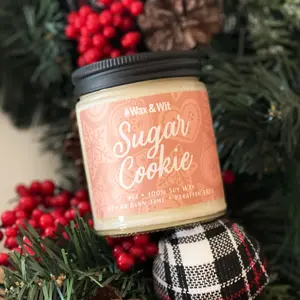 Wax & Wit Sugar Cookie Candle, Holiday Candles, Scented Candles for Home, Holiday Decor - 9oz Freshener Ornaments Decoration Aroma Perfume