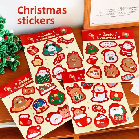 Gifts cute Christmas stickers children DIY decorative hand account stickers cute high value Christmas stationery stickers