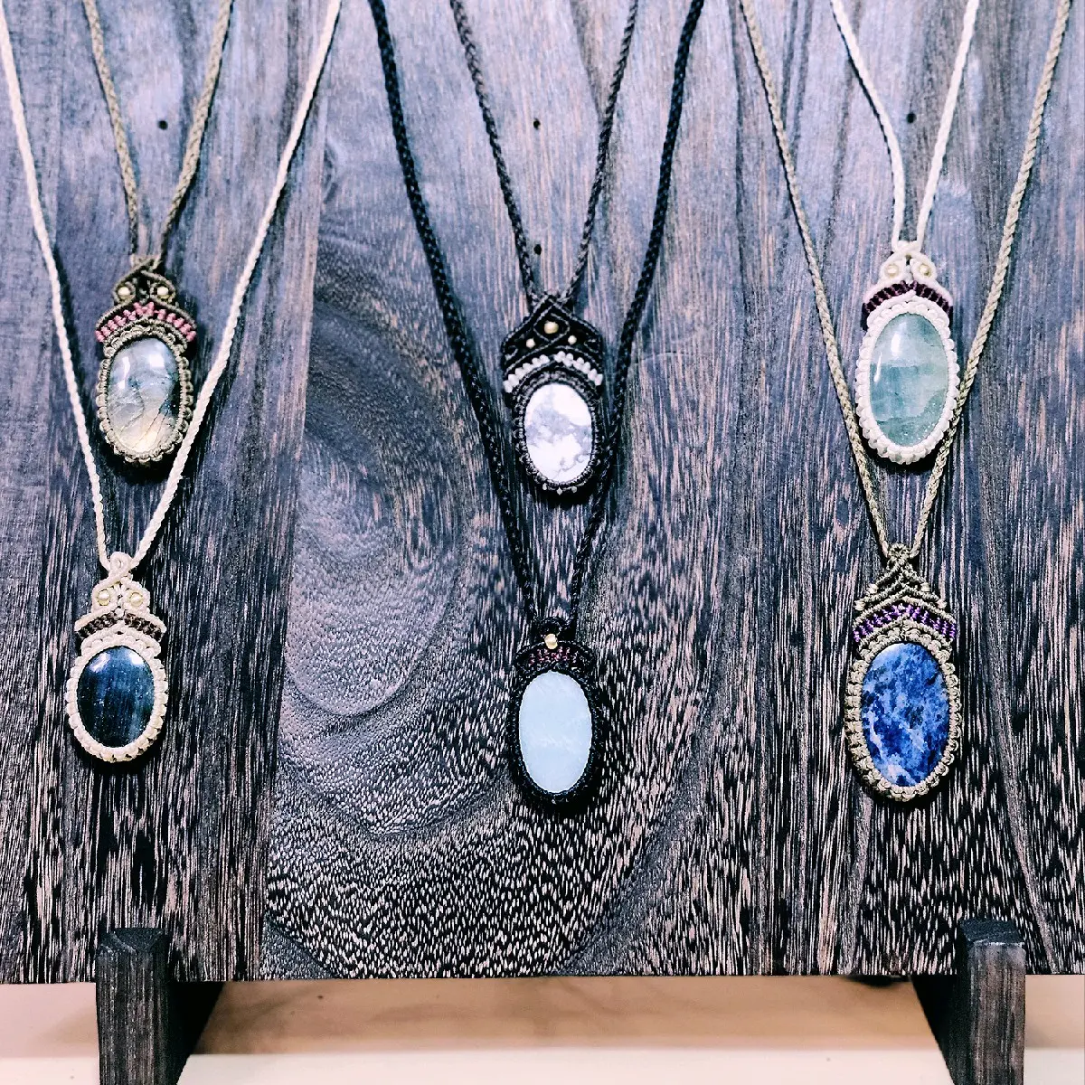 Handmade Bohemian Macrame Necklaces with Assorted Natural Gemstones
