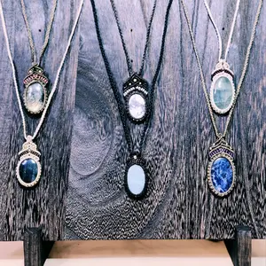 Handmade Bohemian Macrame Necklaces with Assorted Natural Gemstones