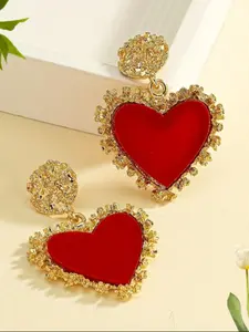 Elegant Heart Pendant Earrings (1 Pair), Party Fashion Jewelry, Daily Wear Accessories, Birthday Gift, Valentine's Day Present