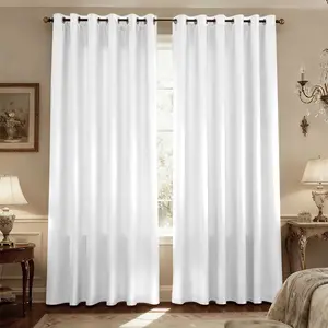 70-80% Blackout 84 Inch Long 2 Panels Set, Thermal Insulated Long Curtains& Drapes 2 Burg, Room Darkening Drapes Room Decor Home Decoration Curtain for Bedroom Living Room Window Blackout Window Cover ( White, W72 x L84 Inch)