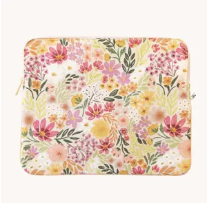 Laptop Sleeve | Floral Padded Tech Accessory | 2 Sizes Available | Gold Zipper