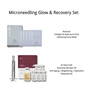 KI Exosome Booster Kit & Akatsuki Soothing Mask - Anti-Aging, Brightening, Hydration Ampoule Set with Niacinamide & Hyaluronic Acid for Smooth Skin Texture