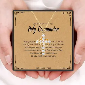 Rotatable Crown Cross Pendant Necklace, Unisex Valentine's Day Gift for Him/Her/Mom.