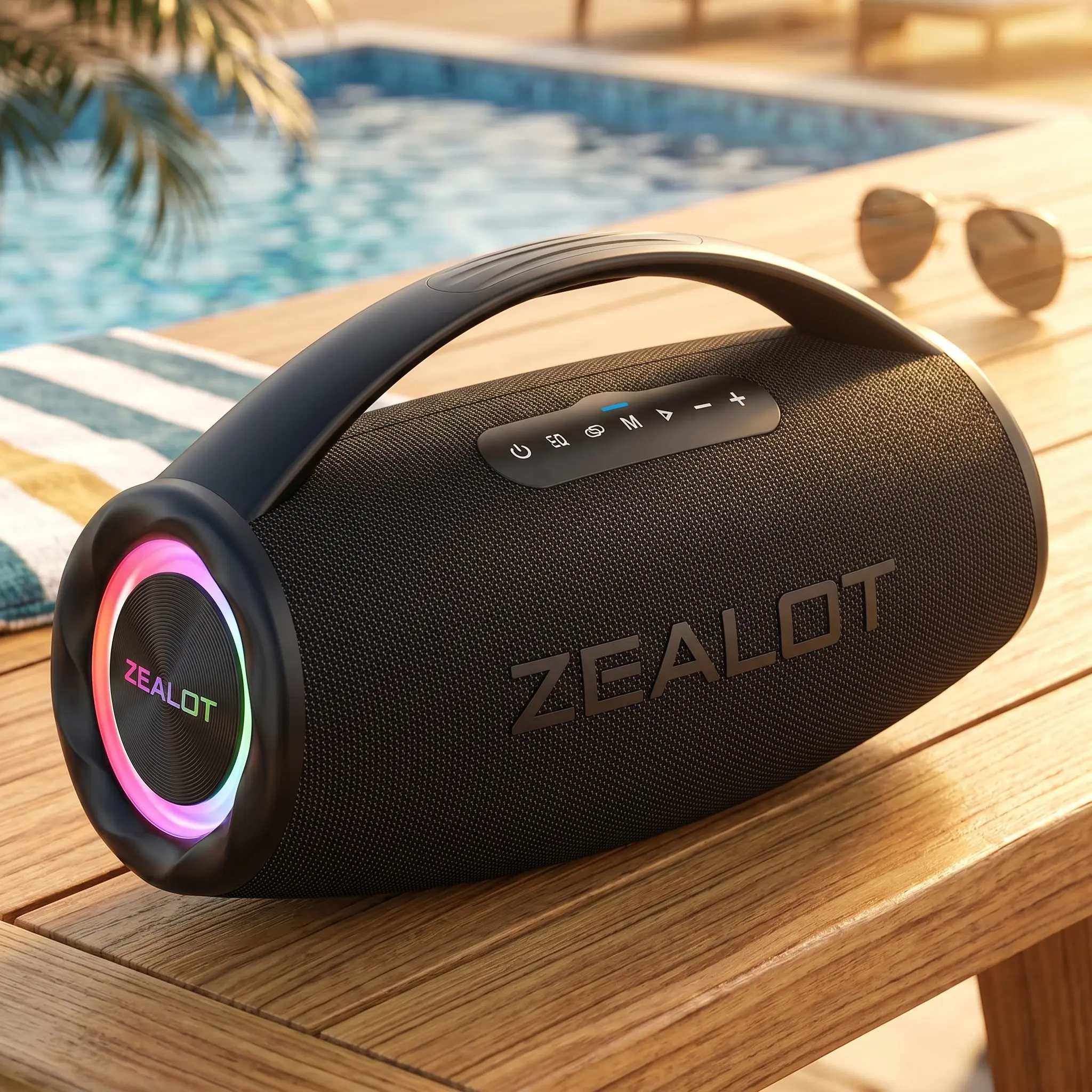 ZEALOT Bluetooth Portable Speaker, 120W Max Power, 16000mAh USB Type-C Bidirectional Fast Charging, Immersive Hi-Fi Sound, RGB Ambient Lighting, IPX6 Waterproof, TWS Pairing, 10H Playback, Ideal for Family, Campfire/BBQ Party, Portable Speakers, Devices