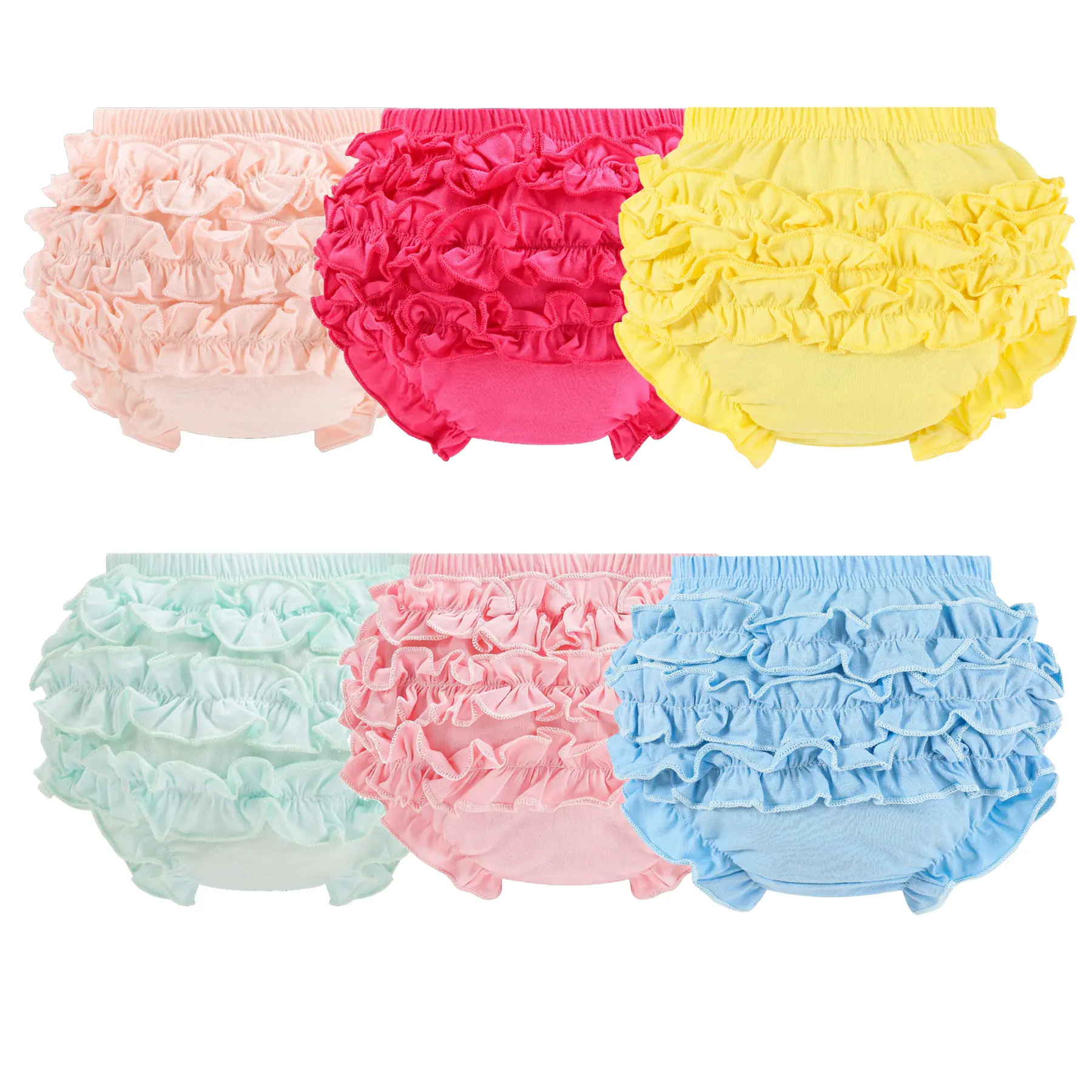 6-Pack Baby Girl's Summer Ruffle Bloomer Assorted Cotton Underwear for Girl Toddler Soft Undies Baby Kid's Breathable Panties Photography Clothes Preferred Valentine's Day Gift, Newborn Gift and 100 DAY'S PARTY