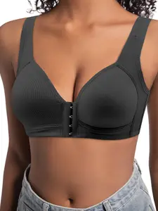 FZ 2/3/4 PCS Front Closure Minimizer Bra Cotton Breathable Wirefree Stretch Push Up Bras Comfort Soft Supportive Bralettes Womenswear Everyday Fabric Style Suit
