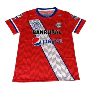 Xelaju Guatemala Team Jersey - Guastatoya, Marquense Sport Jersey, Red with Blue & Gray Design, Short Sleeves, Red Accents