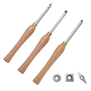 Father's Day Gift Spring new arrivals Wood Lathe Chisel Set, 3 PCS Woodworking Turning Tools, Includes Square, Round, Diamond Carbide Blades, 7.87" Comfortable Grip Handles, Wood Chisel Set with Wooden Box For Turning Pens or Small