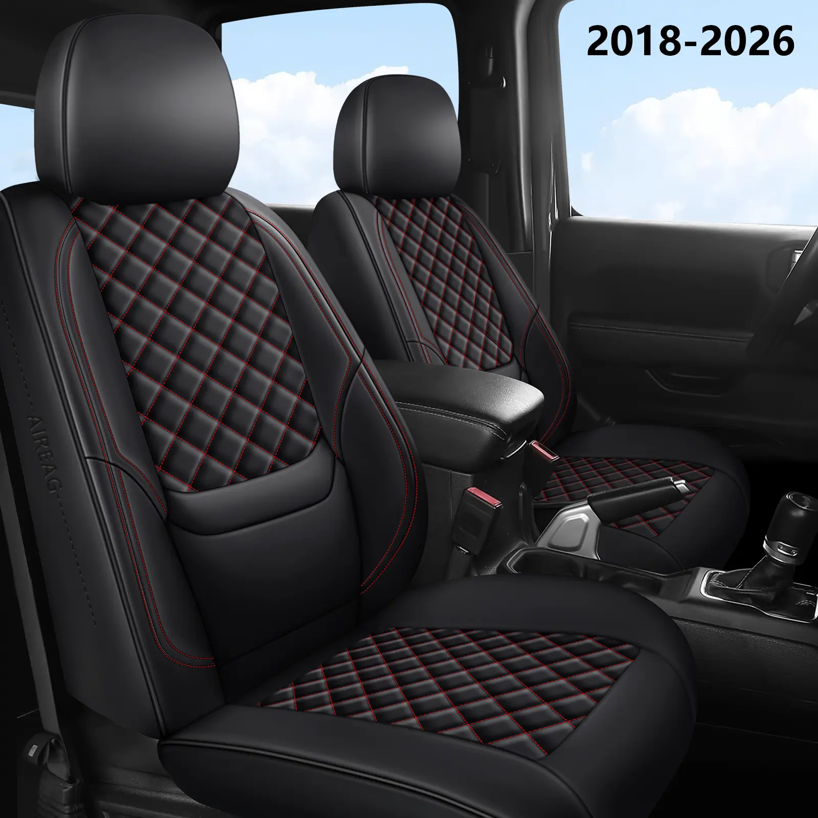 Jeep Wrangler Seat Covers 2007-2017 And 2018-2026,Custom Fit for Jeep Wrangler JK JL 4 Door Unlimited Sahara/Sport/Rubicon X 392 Willys,Waterproof Faux PU Leather and Lumbar Support (, Full Set-5 Seats