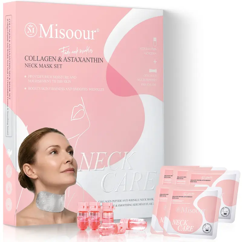 Misoour 2-in-1 Neck Care Set for Adults: Collagen Blend Anti-Wrinkle 2-in-1 Neck Mask + Astaxanthin Firming Serum - Body Care, 28-Day Visia Skin Analysis Support, 28 Days Results, 230ml, Moisturize, Boost Radiance, Lift | TikTokShopBlackFriday
