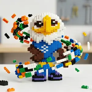 Mini Bricks Eagle Mascot 3D Puzzle - Micro Building Blocks DIY Toy Kit, Sports Team Desk Decor, Stress Relief Building Gift