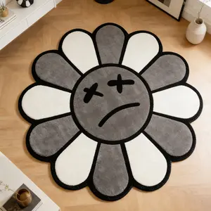 Sunflower Irregular Rug, Trendy Tear Face Living Room Mat, Soft Comfortable Non-, Home Decor