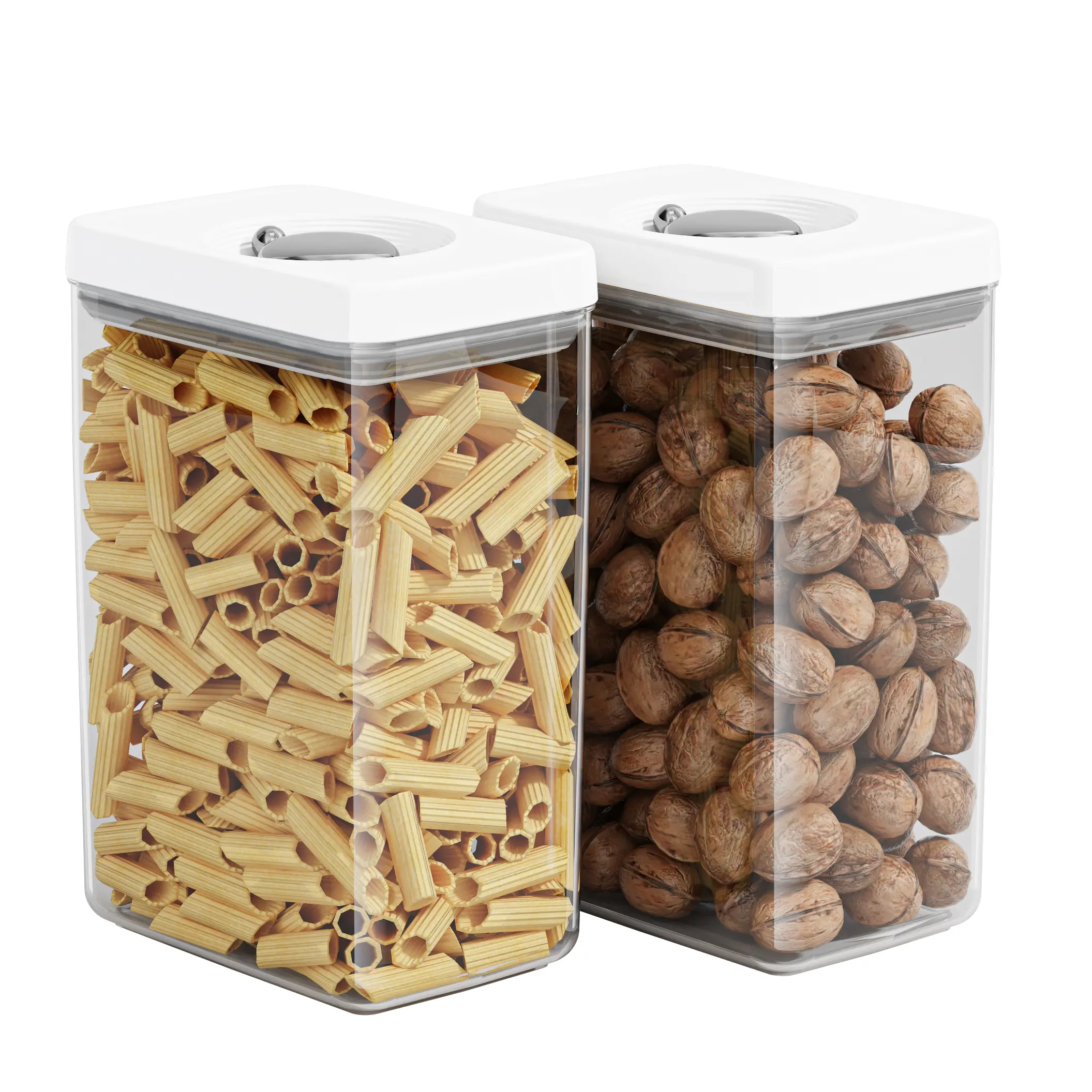 Rectangular Tall ABS Plastic Pasta Storage Container for Spaghetti, Vertical Dry Food Organizer with White Lid, Home Kitchen Countertop/Pantry/Cabinet Storage for Home Cooks in Small Spaces