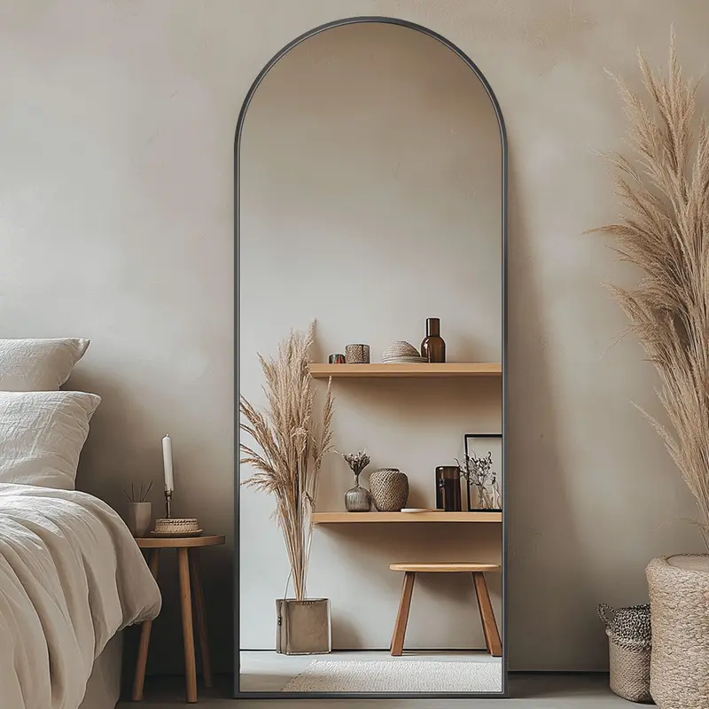 Arched Full Length Mirror, 58"x18" Arched Floor Mirror, Glassless Mirror Full Length with Stand, Floor Mirror Freestanding, Wall Mounted Mirror for Bedroom Living Room big  mirror interior home christmas 2024 ornament Arched Full Length Decorative Mirror
