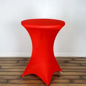 Spandex Round Cocktail Table Cover 30" Red for High Top Tables - Easy to Maintain Stretch Fitted Highboy Tablecloth