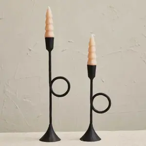 Black Iron Taper Candlesticks w/ Circle Handle