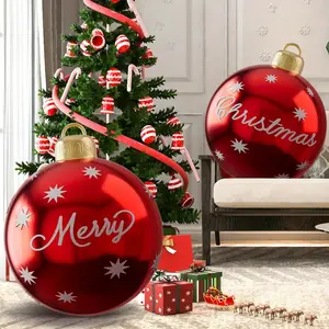 2 Pack 24 Inch Pearl Color Inflatable Balls Giant PVC Decorative Balloons Outdoor Christmas Yard Porch Lawn Tree Party Decoration Supplies Home Party Supplies Set