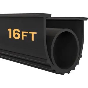 Garage Door Seals Bottom Rubber Weather Stripping Kit Seal Strip Replacement, Universal Weatherproof Threshold Buffering Sealing Rubber 5/16 Inch T Ends (16 Ft, Black)