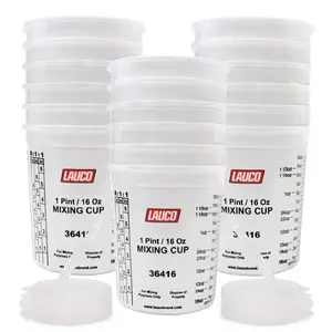 Paint & Epoxy Mixing Cups Buckets - 174 Ounce (5-Quart) - Calibrated Mixing ratios on Side - Solvent Resistant, Reusable Clear Plastic Cups for Paint, Epoxy, Resin, Oil, Thinner (16)