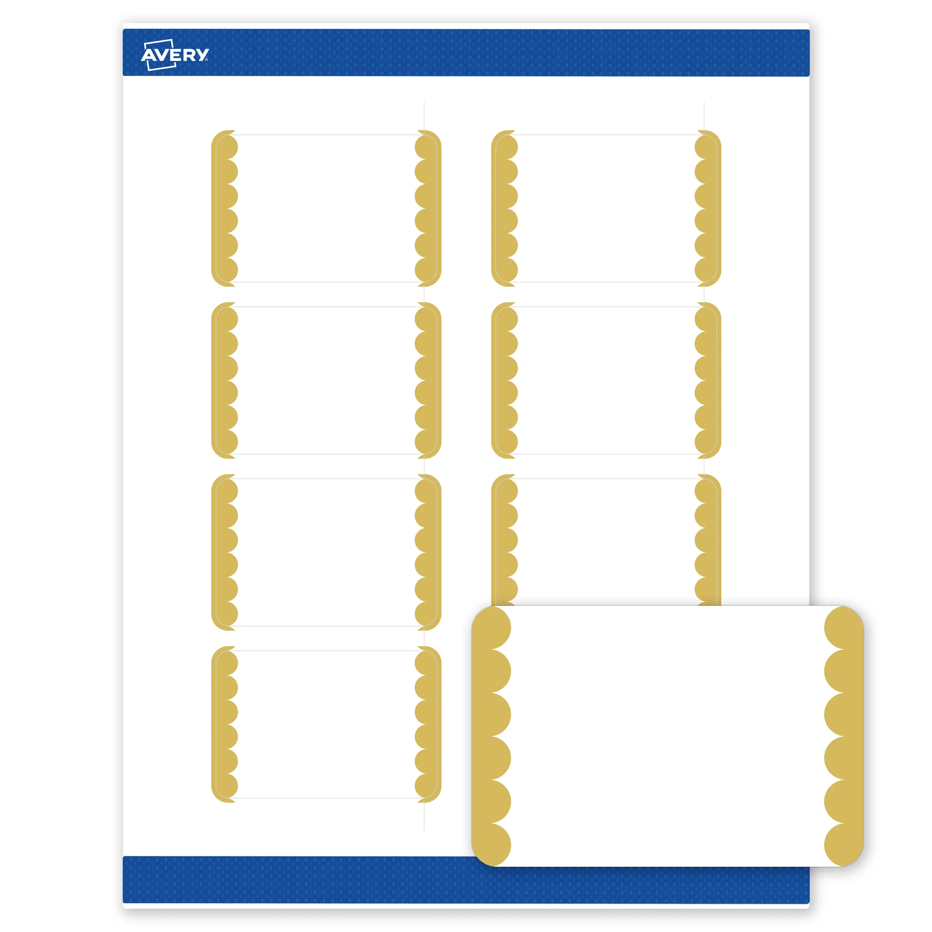 Avery Printable Rectangle Labels, Gold Edge Dots, 2" x 3", Matte White Rectangle Labels, Permanent, Laser/Inkjet, 80ct, Great for Product Labels