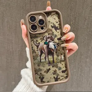 Cool Hunting Dog Holding Duck Camouflage Background Pattern Matte Phone Case,Suitable for iPhone 17 Air/16 Plus/15 Pro Max/14 Pro/13/12/11/XS Max/X Phone Case, Best Choice for Gifts to Family, Friends, Lovers,Boyfriend,Girlfriend on New Year and Christmas