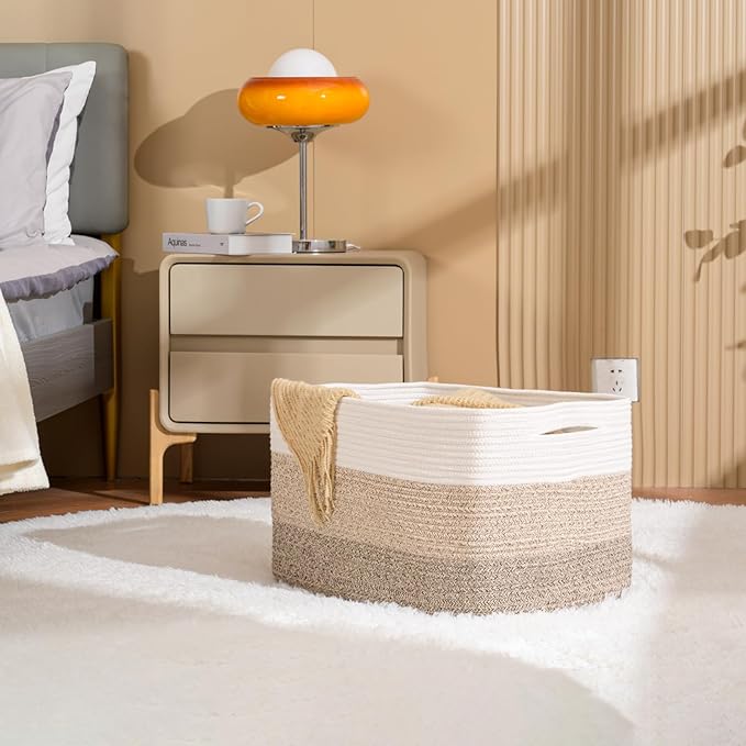 Large Capacity Storage Basket With Handle, Blanket Basket, Pillow Storage Basket, Living Room Bedroom Home Storage Tool