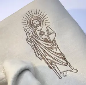 San Judas Tadeo Embroidered Sweater, Catholic Saint Crewneck, Religious Embroidery Unisex Sweatshirt, Faith-Based Gift, Spiritual Apparel