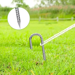 Rebar-Stakes-12-Inch, Ground Stakes Heavy Duty for High Winds Galvanized Anti-Rust J Hook 6pcs Metal Stakes for Ground Heavy Duty Ground Anchors for Garden Dog Fence Chicken Coop Water Pipe