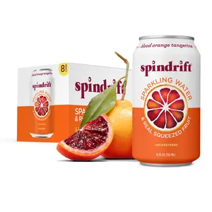 Spindrift Sparkling Water Beverage, Blood Orange Tangerine Flavored, Made with Real Squeezed Fruit, 12 fl oz, 8-Count Cans, No Sugar Added, 12 Calories Per Can