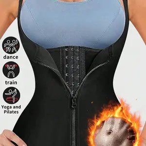 Women's Sports Waist Trainer with Zipper, Adjustable Shoulder Straps, Body Shaper Tank Top, Abdominal and Waist Control, Yoga Running Belt