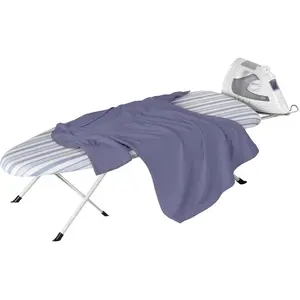 Foldable Ironing Board with Built-in Iron Rest Blue 32" x 12" Steel Frame Portable Compact Design for Small Spaces Travel