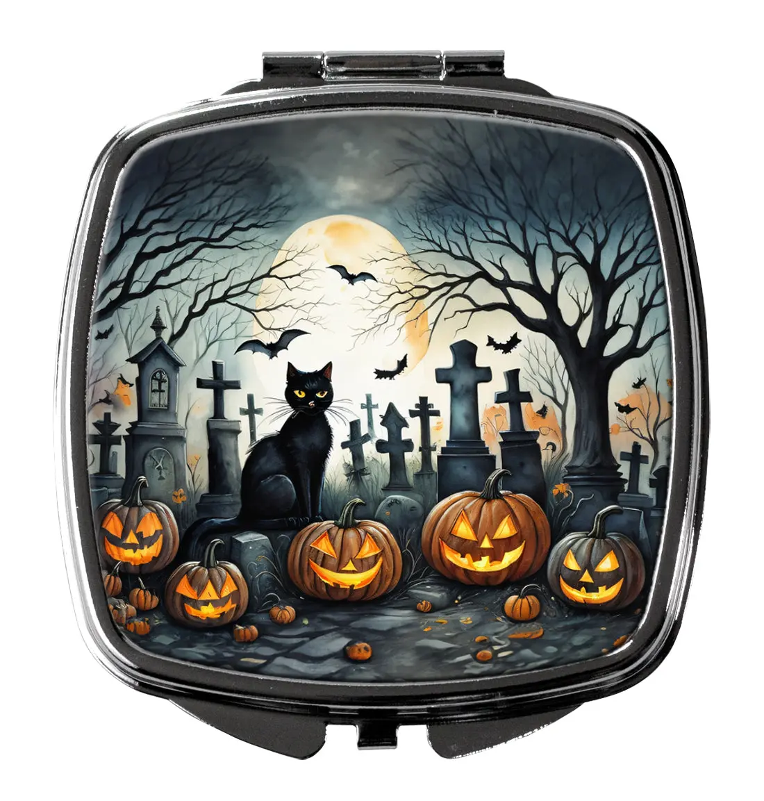 Carolines Treasures DAC2223SCM 3 x 2.75 in. Black Cat Spooky Halloween Compact Mirror