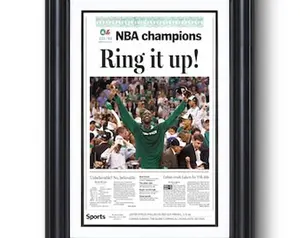 2008 Boston Celtics Champions “Ring it Up” Framed Front Page Newspaper