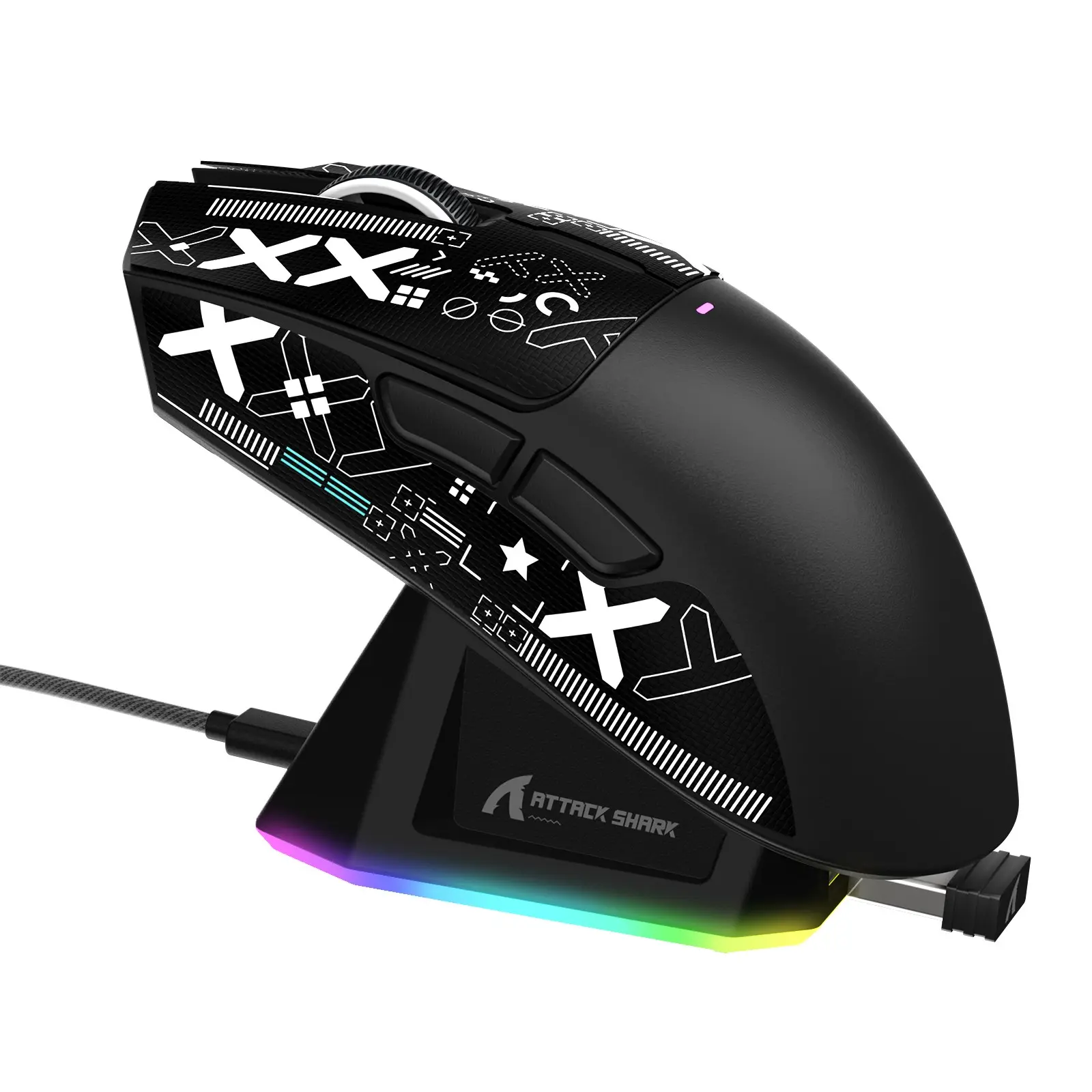 Attack Shark X11 59g Superlight Ergonomic Design Wireless Gaming Mouse with Magnetic RGB USB Charging Dock，BT/2.4G Wireless/Wired Mouse with USB Receiver, 22000 DPI，5 Programmable Buttons for PC/Laptop/Mac, Bluetooth, Gaming PC Accessories
