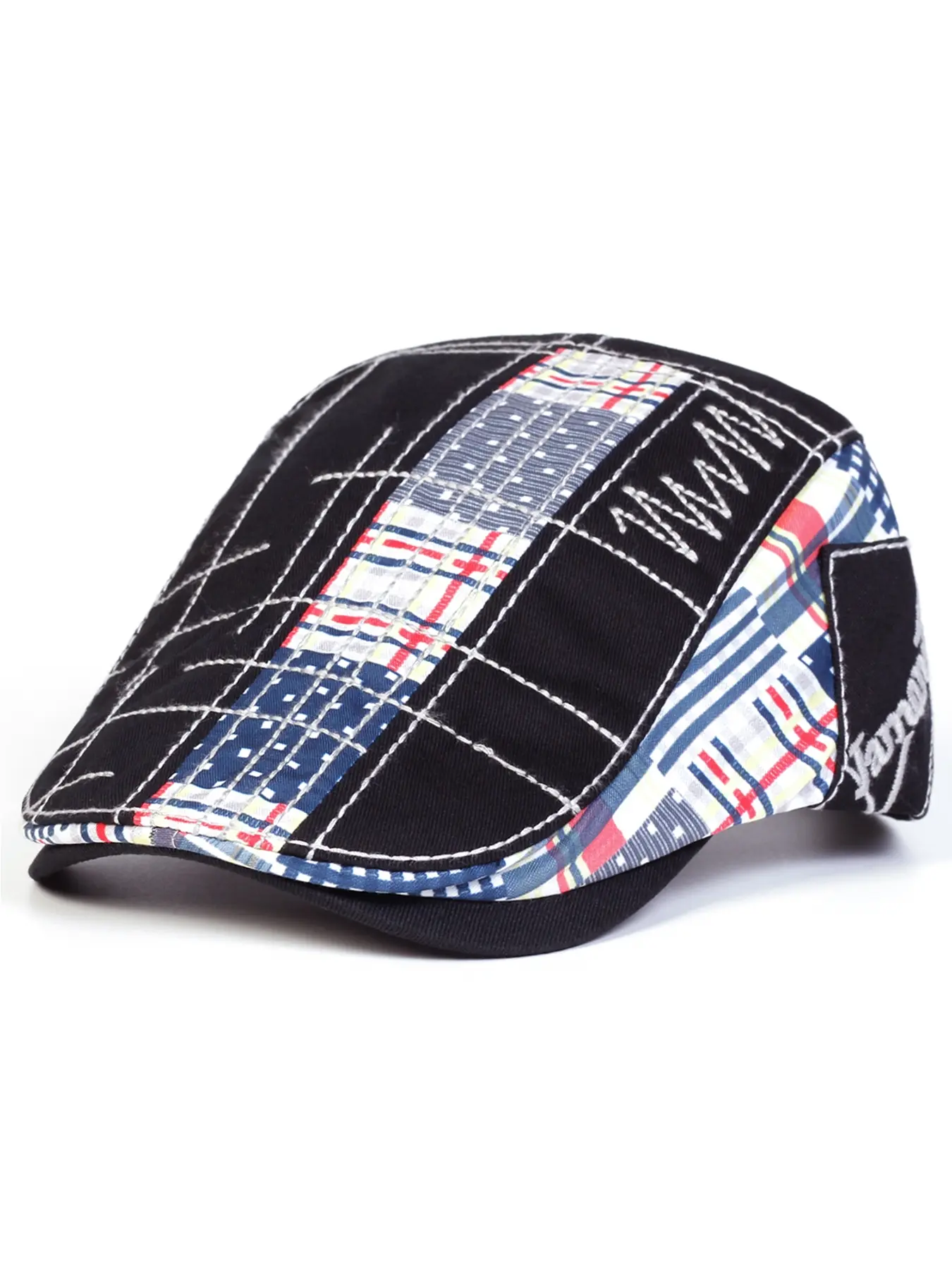 Unisex Colorful Fabric Patchwork Beret Hat, Casual Trendy Hat, Stylish Hat, Outdoor Adjustable Sun Protection Casual Cap, Spring & Fall Travel Beach Vacation