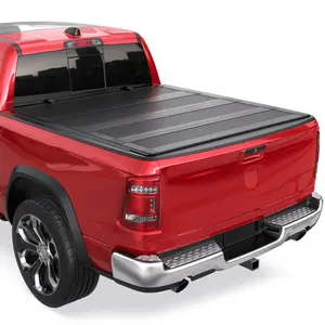 6.5FT 4-Fold Low-Profile Flush-Mount Style FRP Hard Tonneau Cover For 2009-2018 Dodge Ram 1500, 2010-2024 Dodge Ram 2500 w/o RamBox Pickup Truck Vehicle Automotive