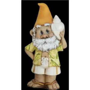 Clay Magic Male Beach Gnome Listening To Shell Unpainted Ceramic Bisque 9.25in T x 4.5in W Ready To Paint Acrylic Material
