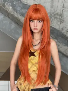 32 inch Vibrant Color Long Straight Hair Wig, Synthetic Fiber Daily Office Wear, Sakura Celebration Glam & Party Street Fashion Accessories