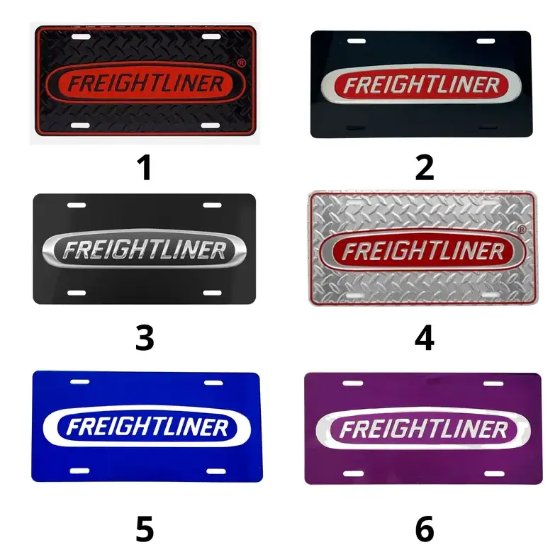 [TRUCK] Freightliner Logo Embossed License Plate, Aluminum Semi Truck Front Car Tag, Vehicle Decor