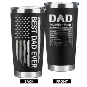 Birthday Gifts For Dad From Son Daughter- 20 Oz Navy Blue Travel Coffee Mug Tumbler Daddy Cup, Unique Best Dad Ever Funny Cool Useful Inspired Valentines Day For Man/Men, Fathers Day Presents For husband, new Dad Holiday Gift Sentimental Flask Drinkware