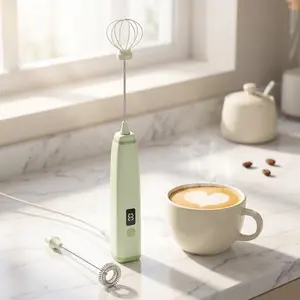 mixer foam maker, 3-Speed Handheld Milk Frother & Egg Beater - USB Rechargeable Electric Whisk with 2 Stainless Steel Heads for Coffee, Matcha, Baking - Portable Kitchen Gadget Gift