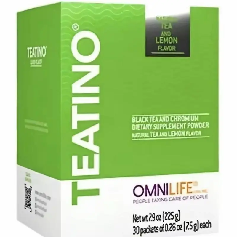 OML Teatino Natural Tea and Lemon Flavor Net Wt 7.9oz 225g | box with 30 packets of 0.26oz 7.5g each
