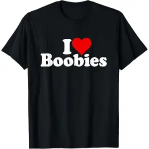 Cotton I LOVE HEART BOOBIES T-Shirt