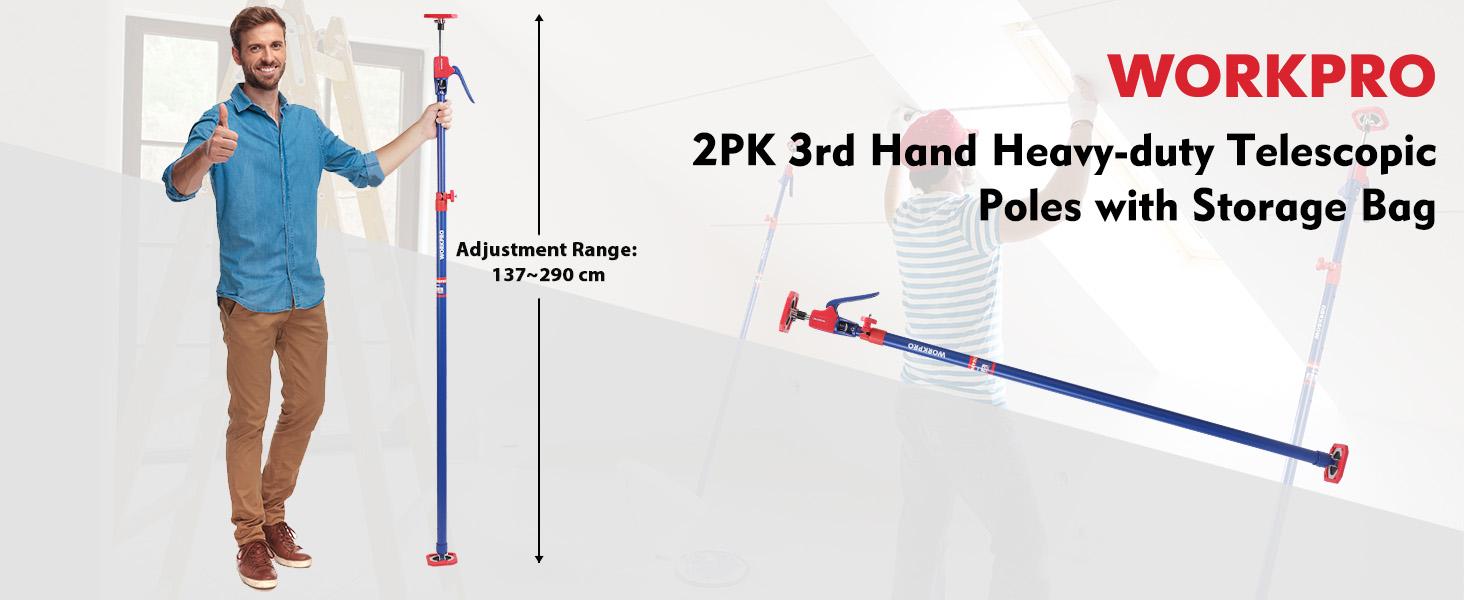 #SpringGlowUp WORKPRO Cabinet Jack Support Pole, Steel Telescopic Quick Support Rod Adjustable 3rd Hand Support System with 154 lbs Capacity for Cabinet Jack, Drywall Jack& Cargo Bars