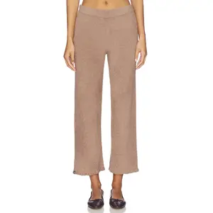 Barefoot Dreams CozyChic Ultra Lite Rib Ruffle Hem Ankle Pant in Sable