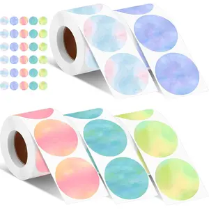 2500 count 2 Inch Circle Thermal Sticker Labels Self Adhesive Round Direct Thermal Labels Multipurpose Printer Stickers for DIY Logo Design, Qr Code, Name Tag (Nebula Gradient Color)